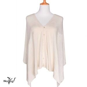 Ivory Scarf Shawl Shrug Button Up Style for Casual or Evening 60"x22" - Hey Viv